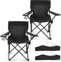 2 Pack Folding Camping Chairs for AdultsFoldable Portable Beach Chairs with Carry Bag &amp Cup Holder Compact Design for CampingBeach Picnicsand Fishing Supports 300LBS（Dark Black）