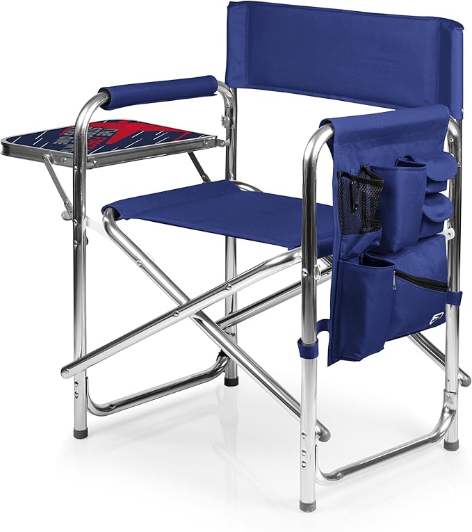 PICNIC TIME Star Wars Jedi Knight Sports Chair with Side Table Folding Beach and Camp Chair Portable Outdoor Chair with Carry Strap and Storage Pockets (Navy Blue)