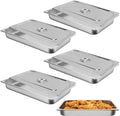Hotel Pan Full Size Steam Table Pan 2.5 Deep Stainless Steel With Lid 20.8 L x 13 W Anti-Jam Buffet Commercial (4 Pack)