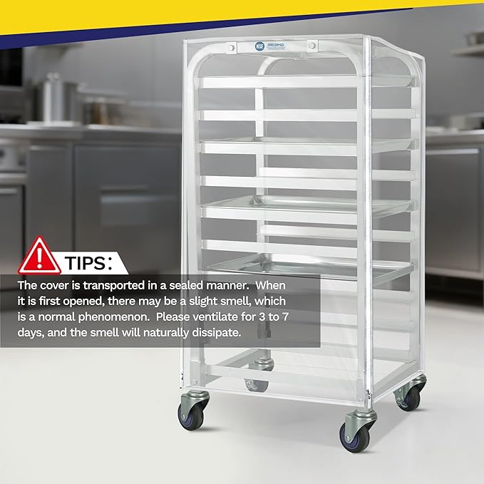 10-Tier Half Sheet Pan Rack with Cover Bun Pan Rack Cover Aluminum Bakery Racks Home Commercial Kitchen Bakery Cooling Rack Speed Rack with 4 Wheels