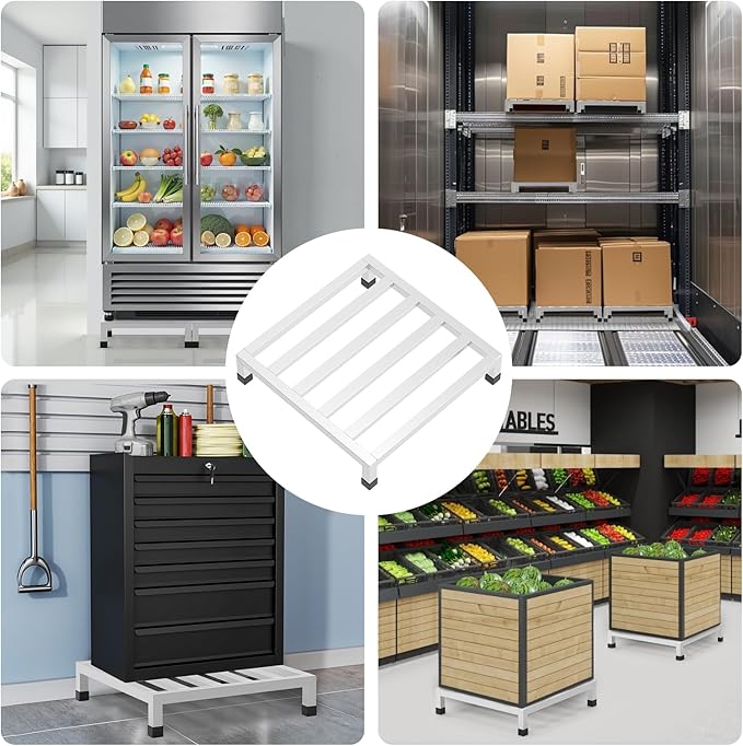 Dunnage Rack 13.8 L x13.8 W x4.09 H3 Pack Stainless Steel Dunnage Rack 1000+ Pound CapacityAssembly-Free Commercial Food Floor Stand for Storage in Restaurants Kitchens Shop Garages