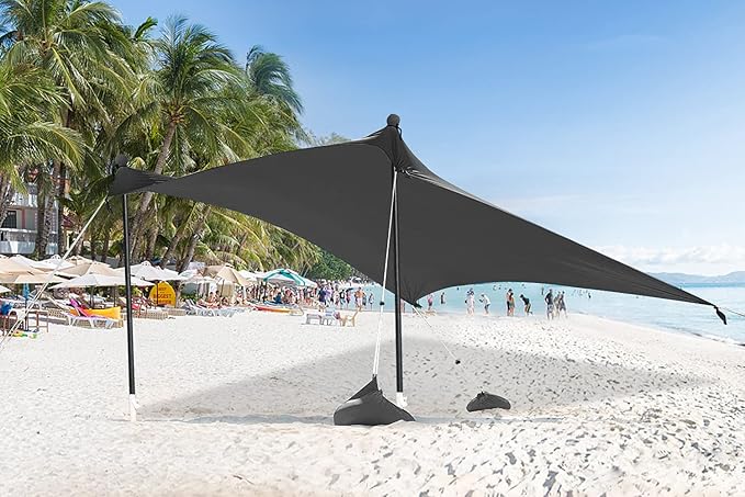 ABCCANOPY Beach Portable Sun Shelter for Beach Camping Trips (7x7 FT Gray)