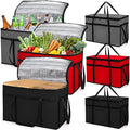 AVLA 3 Pack Insulated Food Delivery Bag 77L XXX-Large Reusable Grocery Tote Insulation Bag Collapsible Commercial Food Warmer Cooler Bags with Strong Handle Zipper for Catering Shopping Travel