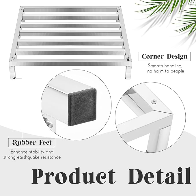 4 Pack Dunnage Rack 23.6 Long x 23.6 Wide 3.9 Height Stainless Steel Shelf 3000+ Pound Capacity Commercial Food Floor Rack for Restaurants Kitchens Garages and Vehicles(Detacheable)