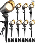 SUNVIE 6W LED Landscape Lights Low Voltage Landscape Lighting with Connectors Warm White Landscape Spotlights Outdoor 12-24V Waterproof Yard Garden Lights Wired Tree Wall Landscape Spotlights 8 Pack