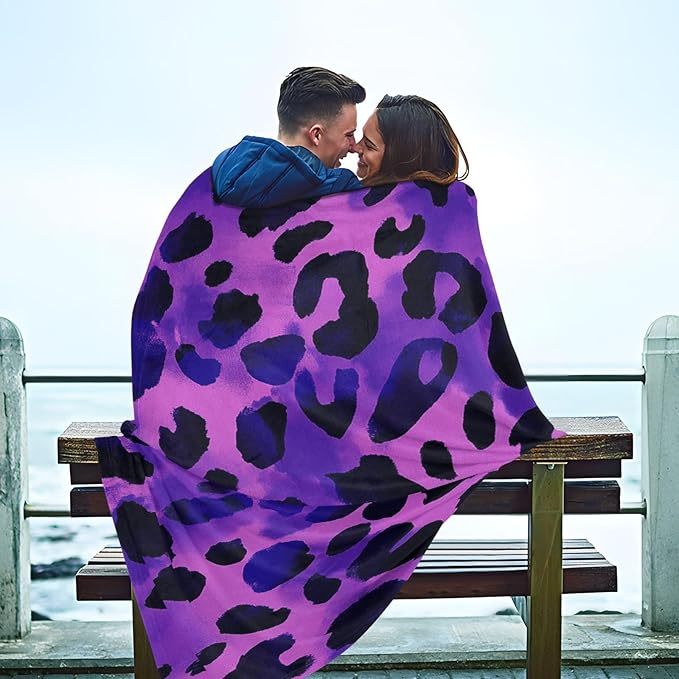 Comfy Throw Blanket Purple Black Leopard Teen Throw Blanket 50x70