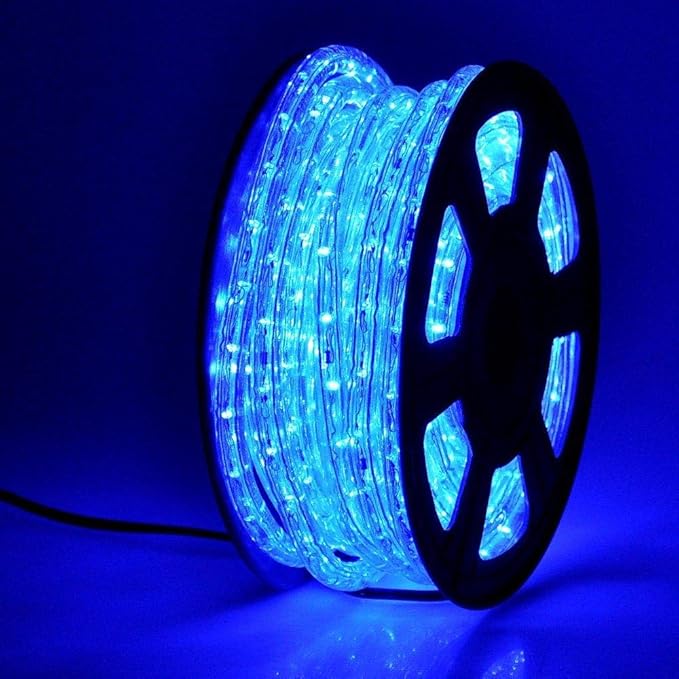 50ft 360 LED Waterproof Rope Lights 110V Connectable Indoor Outdoor Blue Rope Lights for Outside Deck Patio Pool Camping Bedroom Decor Landscape Lighting and More (Blue)