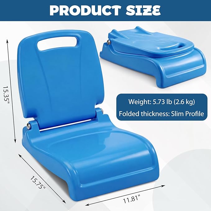 Karenhi 2 Pack Foldable Adult Pool Seat Portable Poolside Chair Stadium Seats with Back Support for Poolside Tailgating Beach Camping Picnic Chair Indoor Outdoor