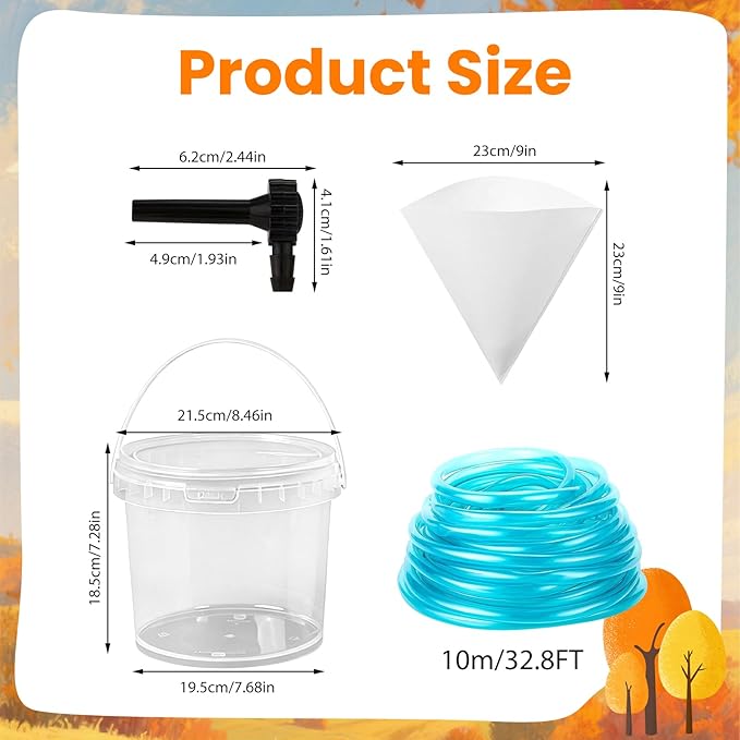 5 Sets Maple Syrup Tapping Kit Starter Set Included 5 Clear Buckets with 10 Lid 32ft Tubing 4 Maple Syrup Filters 10 Taps &amp 1 Drill Bit Maple Birch Syrup Collection Supplies