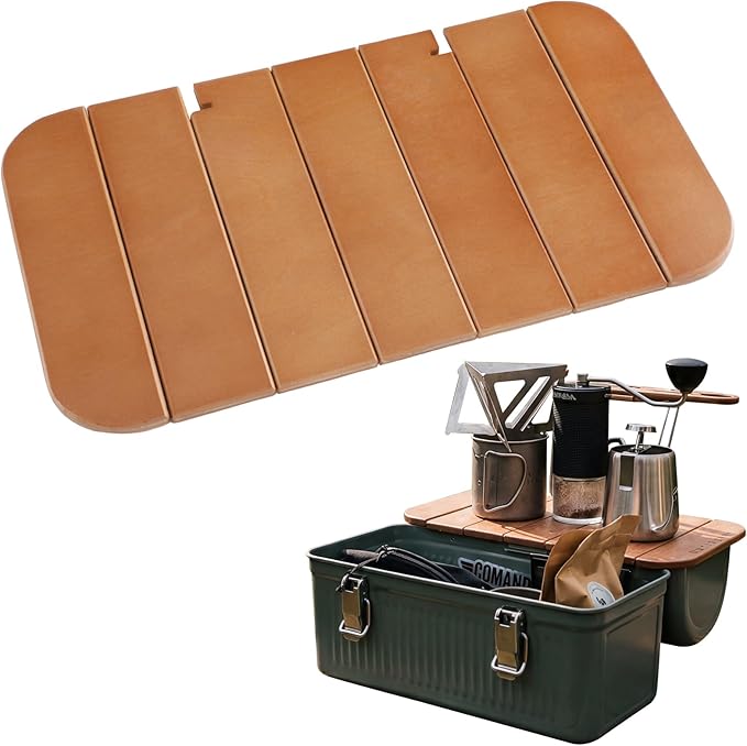 Wooden Table Compatible with Lunch Box 10qt Portable Outdoor Camping Picnicking Cafe Kit Accessories Mini Folding Meal Tables (7.3 x 13.6 x 0.4 Inch) Not Included Lunchbox