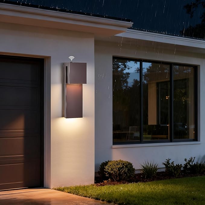 15IN Outdoor Wall Sconce FixtureDusk to Dawn Patio LightsWaterproof Exterior LampModern Wall Mounted with 17W 3000K LED Bronze FinishOutside Lights for House Front Door Entryway