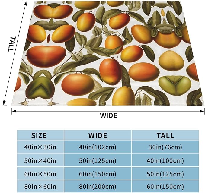 Golden Mango Soft Fleece Blanket 60 * 50 inch Soft Sofa Blanket Suitable for Sofa Camping Travel Night Cover Blanket