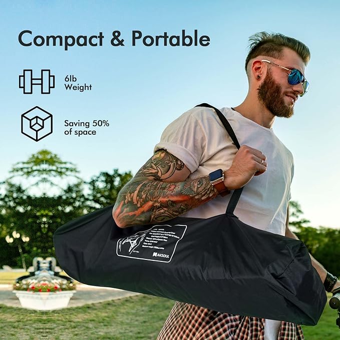 AKSOUL Hammock Camping Chair Swinging: Aluminum Alloy Adjustable Back Swinging Chair Folding Rocking Chair with Pillow Cup Holder Recliner for Outdoor Travel Sports Games Lawn Concerts Backyard