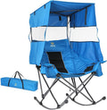 Nice C Rocking Camping Chair with Canopy XL Oversized Folding Rocker for Adult Outdoor Umbrella Chairs with Shade with Cup Holder Cooler Bag Carry Bag for Sports Patio Backyard (1 Pack Blue)