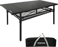 Large Folding Camping Table Aluminum with Storage for 4-6 People 55X27.5 Roll Up Tall Outdoor Portable Table Lightweight with Carry Bag for Picnic BBQ Backyard Beach
