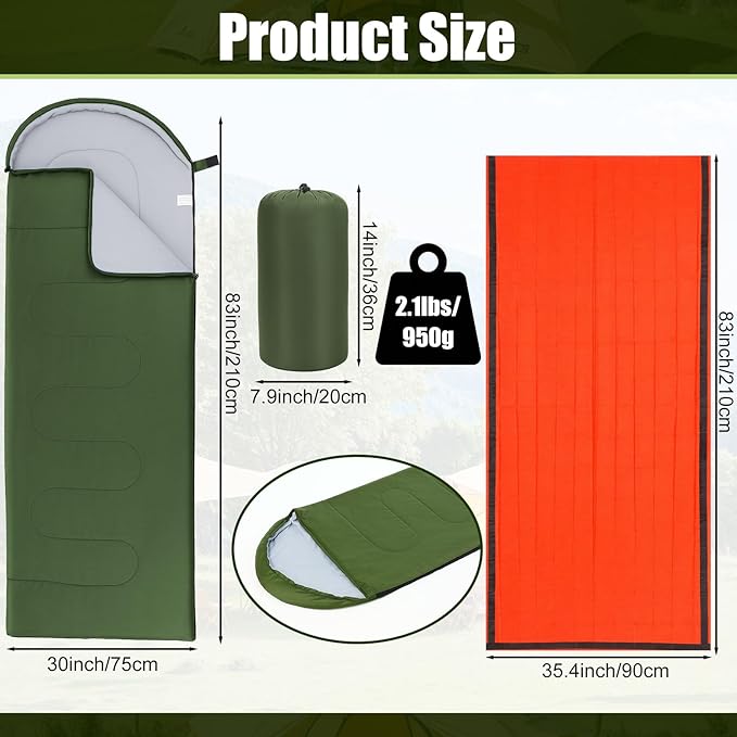 24 Pack Camping Sleeping Bags with Emergency Bivy Sacks Bulk 4 Season Warm Cold Weather Waterproof Lightweight Sleeping Bags with Storage Bag for Hiking Backpacking Travel