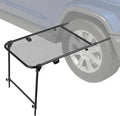 Camping Table for Tire Mount 66Lbs Capacity Heavy Duty Carbon Steel Foldable Table Portable Side Stand for Car Tailgate and RV Travel Black