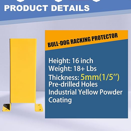 Pallet Rack Post Protectors 16 Height Steel Pallet Rack Guard Safety Yellow Racking Protectors (2 Packs)