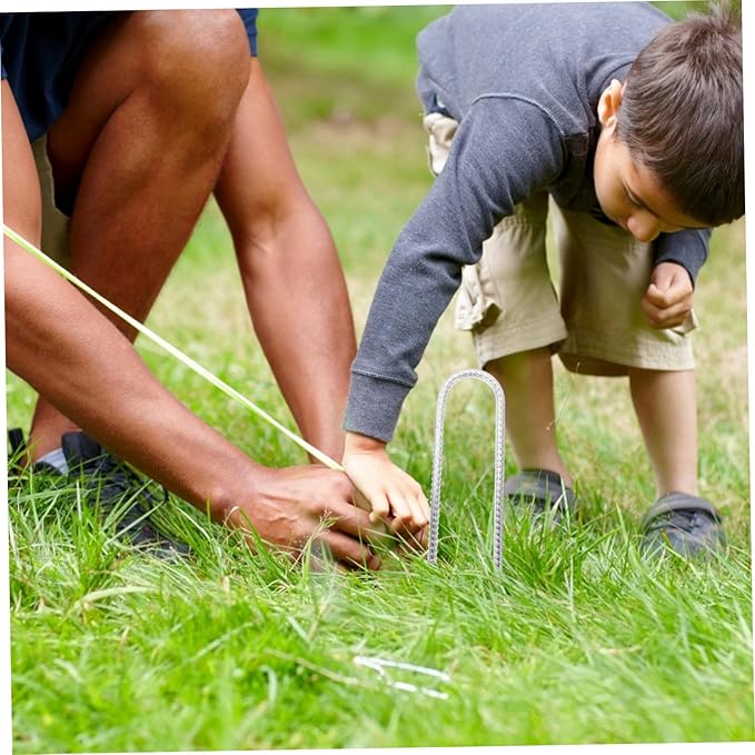 4Pcs Heavy Duty U Shaped Garden Stakes Lawn Fixing Nails for Tents Tarps and Durable Ground Anchors for Landscape and Outdoor Use