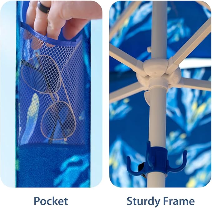 AMMSUN Beach Cabana 6.2'×6.2' Beach Canopy Easy Set up and Take Down Cabana Tent with Sand Pockets Instant Sun Shade with Side Wall Coral Tropical