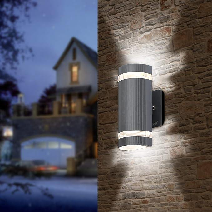 LED 2 Pack Semi Cylinder Up and Down Lights Outdoor Wall LightBody in Aluminum Waterproof Outdoor Wall Lamps3000k 5W with Certificate ETL…