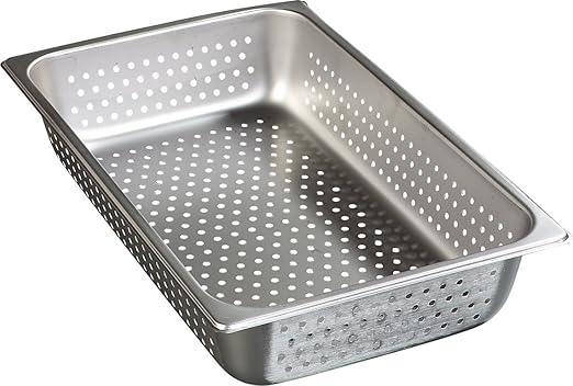 Carlisle FoodService Products 607004P DuraPan Light Gauge Stainless Steel Full-Size Perforated Steam Table Food Pan 4 Deep (Pack of 6)