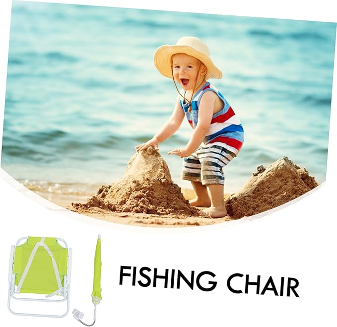 Kisangel 1set Boys and Girls Umbrella Beach Chair Lightweight Portable Sun Block Stool for Outdoor Fun for Boys and Girls Camping Beach Activities Non- Design Storage Convenience