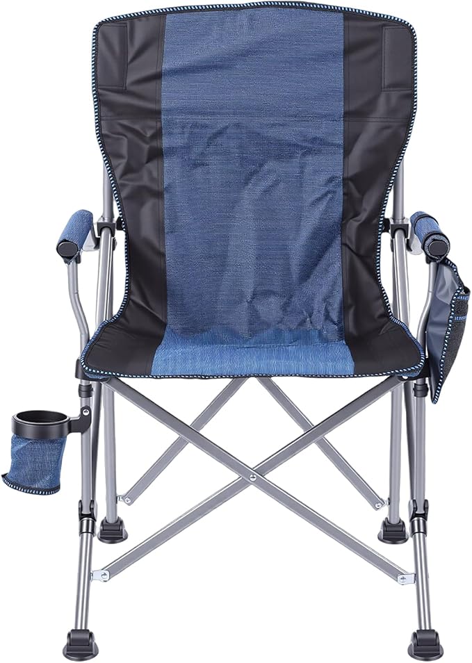 Camping Chair Heavy Duty 440lbs Capacity Portable Folding Chair with Side Pockets and Anti Slip Footpads for Outdoor Camping Fishing Picnic Travel Backpacking
