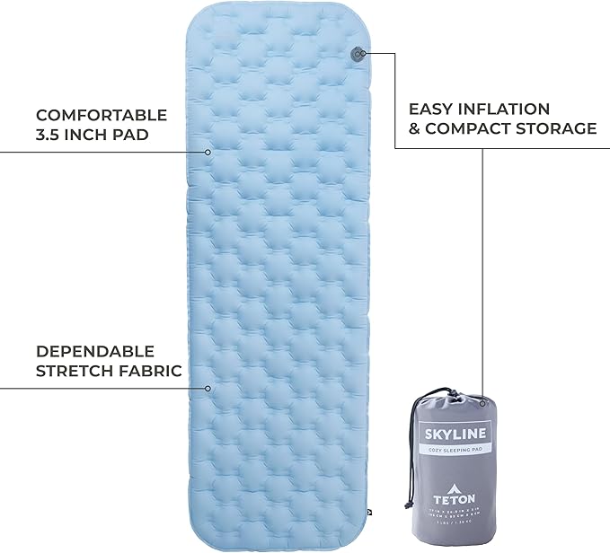 Teton Inflatable Sleeping Pad Sleeping Mat for Camping Backpacking Hiking
