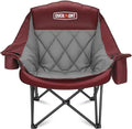 Overmont Oversized XL Camping Chair for Adults - 400lbs Support Heavy-Duty Padded Folding Chair with Side Pocket Cup Holder Cooling Bag for Outdoor Sports Garden Beach Fishing Lawn Red