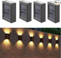 ASLIDECOR Solar Wall Lights UP Down 4 PackIlluminate Outdoor Sunlight Sensor Lamp IP65 Waterproof LED Modern Deck Lighting Decor for House Patio Porch