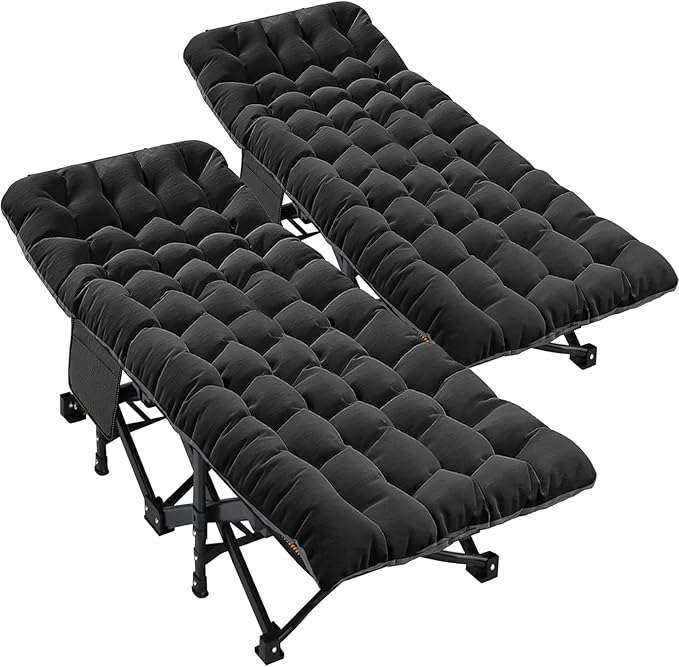 LILYPELLE 2 Pack Folding Camping Cot W/Mattress 78 L x 32 W x 18 H Cot Bed Heavy Duty Wide Camping Cot XXL for Adults Portable Sleeping Cot Bed for Travel Camping/Office Home Nap
