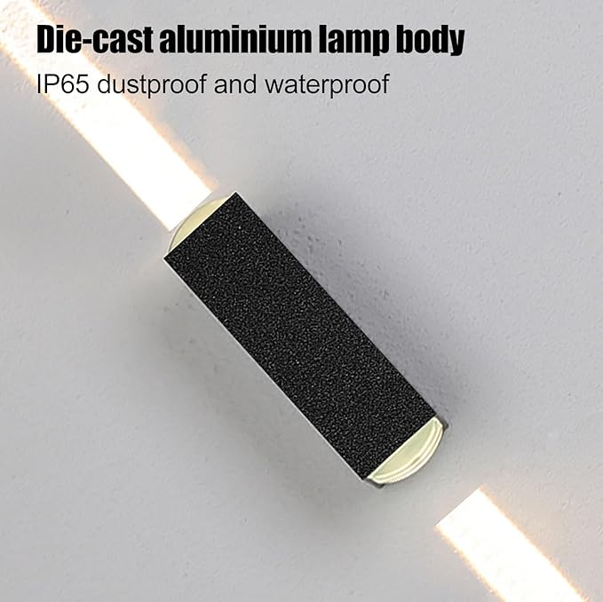 2PCS Outdoor Wall Lights LED Up Down Exterior Lighting Fixtures IP65 Waterproof Outdoor Light Fixture 85-265V 20W 3000k Aluminum Porch Light Modern Patio Wall Light Fixture Black
