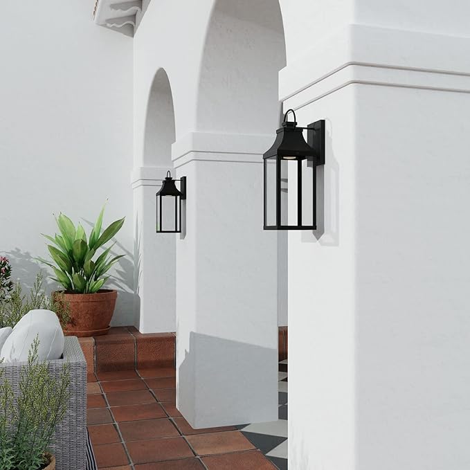 Capital Lighting 946411BK-GL Bradford Night Sky Clear Glass Rectangular Outdoor Wall Lantern 1-Light 7 Watt 17 H x 6 W Black