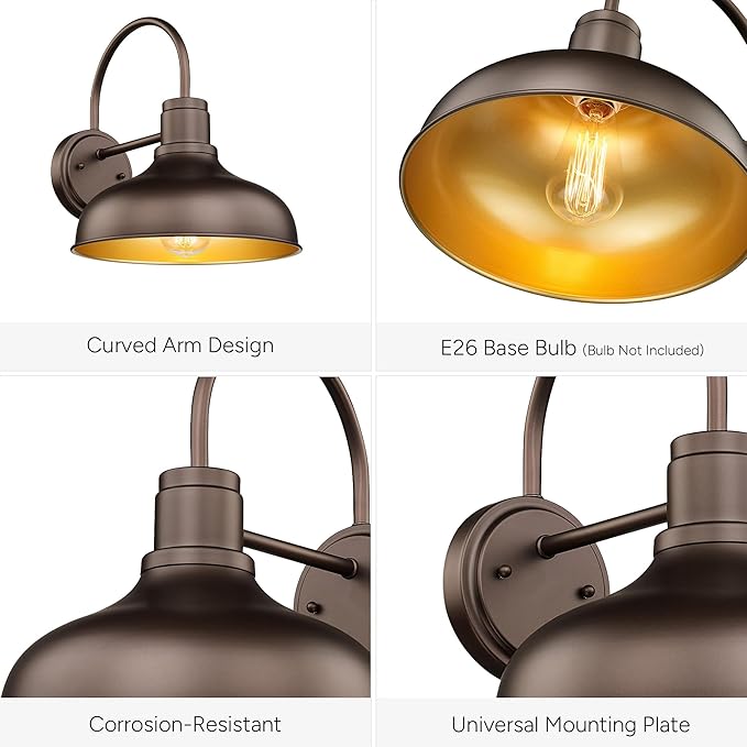 ALLGOT Outdoor Farmhouse Barn Lights Exterior Wall Mount Lights Vintage Wall Lighting Fixture Industrial Outdoor Sconce Lighting for Garage Front Door Porch Patio(Oil Rubbed Bronze 1 Pack)