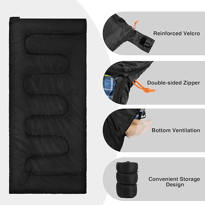 REDCAMP Cotton Flannel Sleeping Bag for Camping Backpacking Adults Cold Weather Envelope Sleeping Bags with 2/3/4/6lbs Filling
