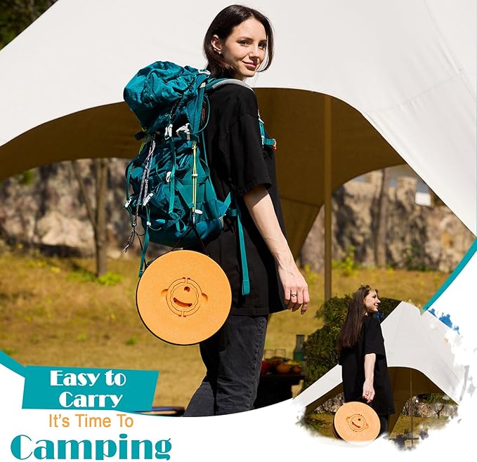 Upgraded Collapsible Stool with Cushion 1000 lbs Capacity &amp 19.7-in High Wider &amp Taller Heavy Duty Portable Telescoping Foldable Seat for Adults Camping Travel Music Festivals Outdoors