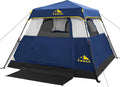 3/4 Person Camping Tent with 1 Door 4 Windows and Upgraded Ventilation– Instant Setup Waterproof 8'x 8'x 67''Oxford Fabric Floor Pop Up in 60 Seconds Includes Rainfly and Backpack