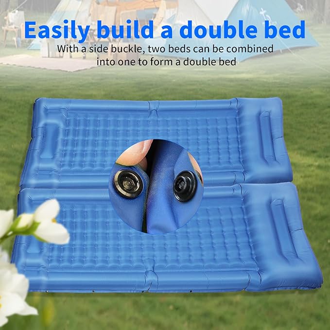 Camping Sleeping Pad Self-Inflating Sleeping Mats with PillowThick 6.2 Inch Ultralight Sleeping Pad with Built-in Foot Pump for Camping Backpacking Hiking Traveling Tent