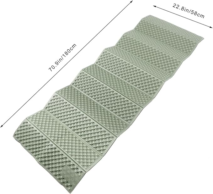 Totority Foldable Outdoor Camping Cushion Thick Picnic Mat Multi-use Sitting Pad Green Aluminum Foil Mat for Hiking and Travel