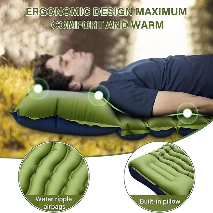 Camping Air Bed for Toyota 4Runner 2010-2025 SUV 5-Seater Easy Hand/Foot Inflation Thick Padding Portable Air Bed for Outdoor Sleeping and TravelGreen