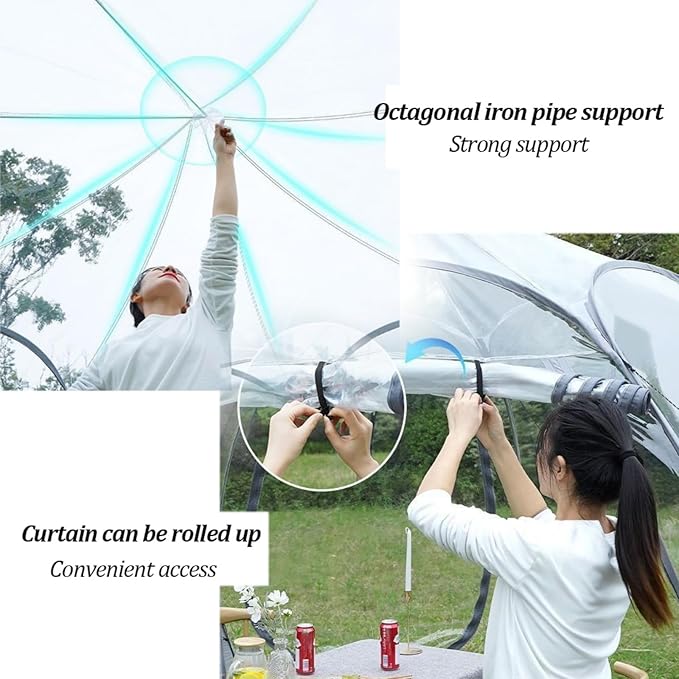 Pop Up Bubble Tent Large Camping Shelters for 6-8 Person Instant Igloo Tent with Carry Bag 360° Panoramic Light Transmission All Weather Pod for Fishing &amp Outdoor Events
