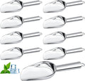 Zhehao 8 Pcs Metal Ice Scoop 6 oz Stainless Steel Ice Scooper for Ice Maker Kitchen Freezer Bar Wedding Party Small Scoops for Pet Animal Dog Food Candy Scoop Beach Shovel(Silver)