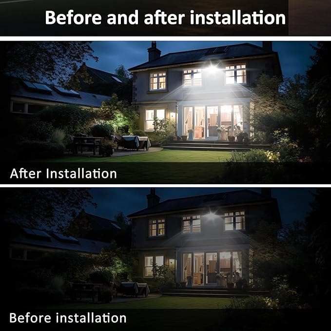 100W Flood Lights Outdoor12000LM Bright Work Light Plug in6500K Daylight White LED Flood Light Outdoor IP66 Waterproof Exterior Floodlight for Yard Garage Stadium 2 Pack