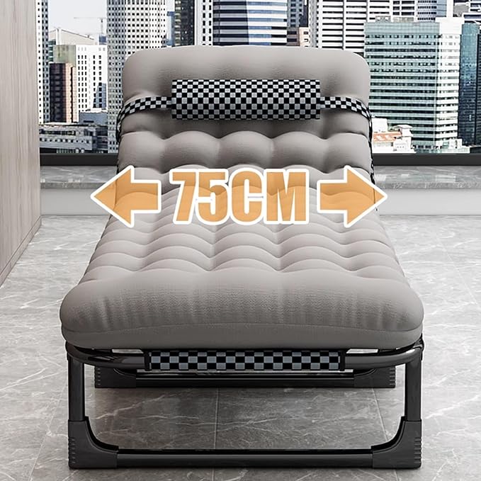 Fold Up Beds for Adults 4 Speed Adjustable Backrest with Removable Headrest Portable Folding Bed Cot Lounge Chair for Beach Lawn CampingYellow-190 * 75 * 28cm