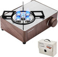 Odoland 7500BTU Camping Butane Stove with Compact Carry Case CSA Certified Portable Gas Stove for BackpackingPicnicOutdoor AdventuresBrown