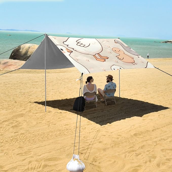 Seamless Pattern of Geese Camping Sun Shelter Beach Tent Portable Beach Sun Shade Outdoor Canopy for Camping Trips Fishing Picnic