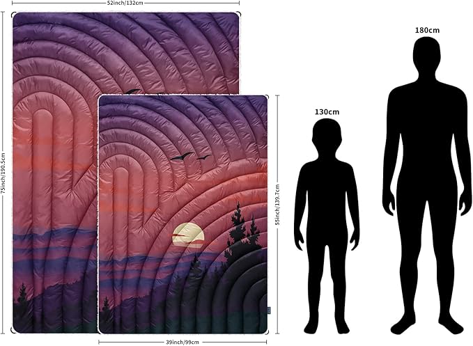Outdoor Camping BlanketWarm Thick Camp Blankets with Sherpa Lining Soft Fleece Camping Blanket Puffy Camping Quilt for Cold Weather Traveling Stadium Hiking Picnics