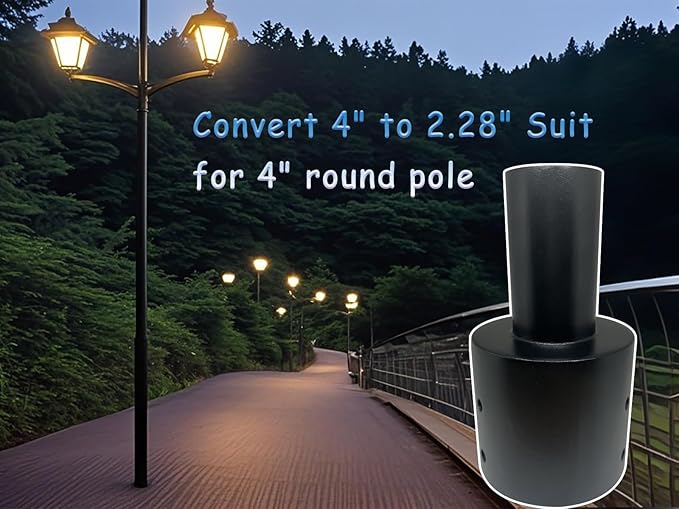 Light Pole Adapter Tenon - Heavy Duty Slip Fitter for 4 inch Round Pole &amp 2 3/8 inch Metal Outdoor Mounting Bracket for Shoebox Light Fixtures Post Top Lighting