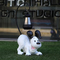 Laughing Dog Figurine with Solar-Powered LED Light 15.9 Inch Tall Perfect for Gift Garden Decor or Housewarming for Dog Lovers White